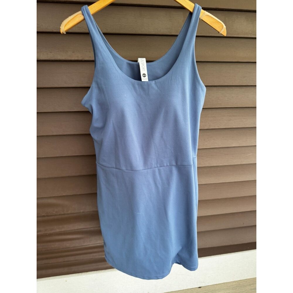 Elle Sport Blue Active Tank Dress Built In Bra Shorts Athleisure Medium - Picture 2 of 16